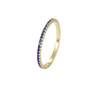 Bridal Wedding Band, Simple Wedding Band Eternity with Dark Blue Round Shape Lab Created Sapphire 18K Yellow Gold Size R 1/2