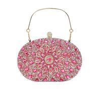Bridal Wedding Handbag Glitter Shoulder Crystal Clutch Elegant Crossbody Rhinestone Evening for Women(Rose)
