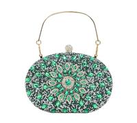 Bridal Wedding Handbag Glitter Shoulder Crystal Clutch Elegant Crossbody Rhinestone Evening for Women(Green)