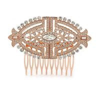 Bridal/Wedding/Prom/Party Art Deco Style Rose Gold Tone Austrian Crystal Hair Comb - 85mm W
