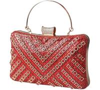 Bridal Wedding Purse Bling Crystal Shoulder Sparkling Glitter Crossbody Women Evening Rhinestone Clutch(Red)
