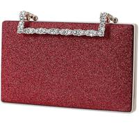 Bridal Wedding Purse Crossbody Elegant Shoulder Women Clutch Purse Glitter Evening Sequins Clutch Sparkly Handbag(Red)