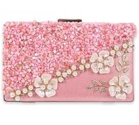 Bridal Wedding Purse Elegant Crossbody Women Evening Rhinestone Clutch Sparkly Crystal Handbag Pearl Beaded Shoulder(Pink)