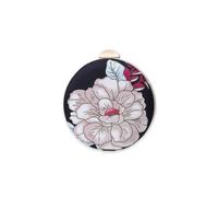 Bridal Wedding Purse Elegant Shoulder Vintage Handbag Ladies Crossbody Round Clutch Purses for Women Flower Evening(Black)