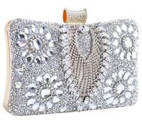 Bridal Wedding Purse Luxury Crystal Handbag Glitter Shoulder Women Rhinestone Evening Multicolor Clutch(Silver)