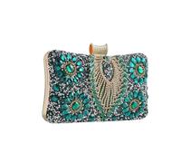 Bridal Wedding Purse Luxury Crystal Handbag Glitter Shoulder Women Rhinestone Evening Multicolor Clutch(Green)