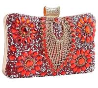 Bridal Wedding Purse Luxury Crystal Handbag Glitter Shoulder Women Rhinestone Evening Multicolor Clutch(Red)