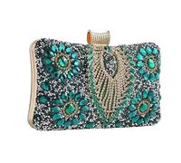 Bridal Wedding Purse Luxury Crystal Handbag Glitter Shoulder Women Rhinestone Evening Multicolor Clutch(Green)