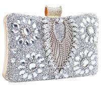 Bridal Wedding Purse Luxury Crystal Handbag Glitter Shoulder Women Rhinestone Evening Multicolor Clutch(Silver)