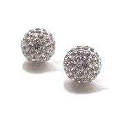 Bridal Wedding Rhinestone Crystal Clear Pave Ball Invisible Clip On Stud Earrings Silver-Tone non Pierced, Rhinestone