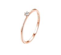 Bridal Wedding Ring, Simple Engagement Ring with White Round Shape Diamond 18K Rose Gold Size R 1/2