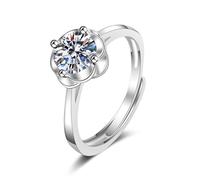 Bridal Wedding Ring White Gold Wedding Band 18K Lab Diamond Flower with Cubic Zirconia Size N 1/2 Fashion for Sister Wedding Jewelry