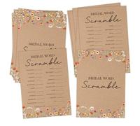 Bridal Wedding Shower Games Cards, Bridal Word Scramble Shower Game for Guests, Wildflowers Engagement Party Activities, Fall Marital Newlyweds Party Decoration & Supplies, 25 Cards Per Set- B10