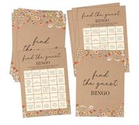 Bridal Wedding Shower Games Cards, Find The Guest Bingo Bridal Shower Game for Guests, Wildflowers Engagement Party Activities, Fall Newlyweds Party Decoration & Supplies, 25 Cards Per Set- B08