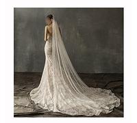 Bridal Wedding Veils Beautiful White/Ivory/Champagne Bridal Veil with Comb One Layer Cathedral Length Pearls Wedding Bride Veil 3Meter Gorgeous Bridal Tulle (Color : Champagne, Item Length : 300cm)