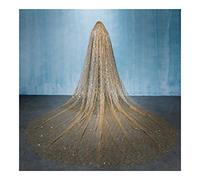 Bridal Wedding Veils Gold Wedding Bridal Veil Bride Hairpiece Cathedral Train Gorgeous Bridal Tulle (Color : Gold, Item Length : 300cm)