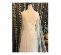 Bridal Wedding Veils Tulle Cape Veil 200cm/250cm/300cm/350cm/400cm/500cm Long In White Ivory Gorgeous Bridal Tulle (Color : White, Item Length : 200cm)