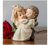 Bride and Groom Figurine, Romantic Wedding Couple Resin Statue, Just Married Cake Topper Decoration, Small Wedding Table Decor or Valentine Gift, 3.15 Inch