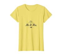 Bride and Groom Mr. & Mrs. Wedding Celebration Gift T-Shirt, Women, Lemon, M