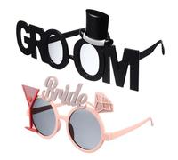 Bride and Groom Sunglasses, 2pcs Wedding Decor Funny Plastic Groom Glasses Bride Glasses Bachelor Photo Props Night Bridal Eyeglasses Wedding Hen Party Favors Hen Party