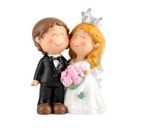Bride and Groom Wedding Cake Topper Cute Resin Couple Figurine Wedding Cake Decoration Just Married Celebration Party Desktop Valentine's Day Home Decor Car Ornaments