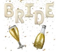 Bride Balloons Set, 40in Beige Bride Letter Balloon Banner with Champagne Bottle and Beer Bottle for Bachelorette Engagement Bridal Shower Wedding Garland Decoration
