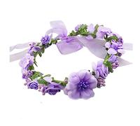 Bride Boutique Boho Floral Flower Wreath Headband Floral Garland Wrist Band for Wedding Festivals Dance Performance purple Comfortable and Environmentally