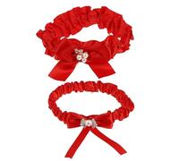 Bride Bowknot Garters Red Cloth Wedding Leg Band Set