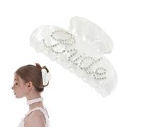 Bride Claw Hair Clip, Bride White Acrylic Hair Clips with Rhinestone Logo, Bachelorette Party Wedding Birthday Banana Barrettes Hair Decorations for Girl, Trendy Bridal Claws