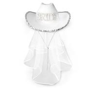 Bride Cowboy Hat Cowgirl Felt Western Hat - Texas Texan Costume Accessories for Women, Adults Wild West Fancy Dress Hen Party Accessories