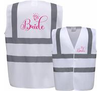 Bride Diamond Premium White Hi Vis Safety Vest - Perfect for Hen Parties, Bride Tribe, I Do Crew, Wedding Celebrations, Ladies & Hens by Brookhivis (White, Small)