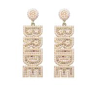 Bride Earrings for Women Bride To Be Gifts for Bachelorette Rhinestone Earrings for Wedding Party Handmade Beaded Bride Letter Dangle Earrings Bridesmaids Bachelorette Party Gift, Rhinestone, alloy