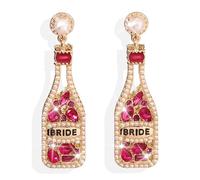 Bride Earrings for Women Rhinestone Champagne Earrings Bachelorette Party Accessories Bride Earrings for Wedding Prom Jewelry, Metal, No Gemstone
