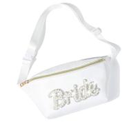 Bride Fanny Pack Bridal Shower Gifts Bachelorette Gifts for Bride Party Accessories Wedding Gift Bag Bridesmaid Proposal Gifts Belt Bag Waist Packs Fanny Pack Crossbody Bags for Women Girls, White,