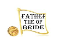 Bride Father's Festival Quote Golden Metal Flag Lapel Pin Badge