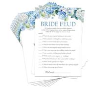 Bride Feud Bridal Shower Game, Blue Wedding Shower Decorations, Hydrangea Floral Wedding Reception Games Cards, Something Blue Before I Do Engagement Favors Activities -09