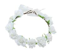 Bride Flower Crown - Wedding Floral Garlands Hair Wreath & Headbands for Women | Bridal Floral Headpieces for Wedding Ceremony & Photoshoots (White, One Size)