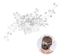 Bride Flower Wedding Hair Vines Crystal Hair Piece Bridal Hair Accessories Pearl Hair Pins Headpieces Accessories Handmade Flower Rhinestone Headpiece for Brides Bridesmaids Women Girls