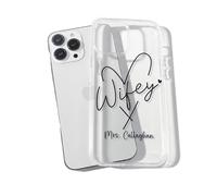 Bride Future Mrs Black Heart Wife Aesthetic TPU Custom Clear Compatible With iPhone 7 7S 8 SE 2020 X XR XS 11 12 13 14 15 16 16E 17 Air Pro Max Plus Mini Case Design Personalised Name Cover Silicone