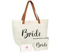 Bride Gifts Canvas Tote Bag with Makeup Bag,Bride to Be,Bridal Shower Gift