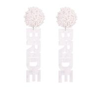 Bride Gifts Pearl Rhinestone Bride Letter Earrings For Women Bride Accessories For Bachelorette Party Handmade Beaded Bride Dangle Earring Wedding