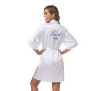 Bride Gown Kimono Robes Women's Satin Dressing Gown Bridesmaid Morning Robes V-Neck Pyjamas for Bridal Bridesmaid Wedding Bachelor Party