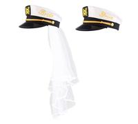 Bride & Groom Captain's Hats - Nautical Bachelor Bachelorette Party Hat | Fun Bridal Shower Accessory Accessories Women Gifts, White, One size