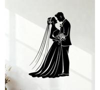 Bride Groom Silhouette Design Images Wall Stickers 57.6x88.3cm Removable Without Leaving Glue Black