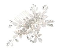 Bride Hair Side Comb Vintage Rhinestone Silver Wedding Accessory | Metal Resin Build, Secure Stay Put Design, Cheongsam Fit, Indoor Outdoor Use