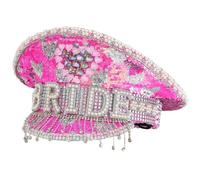 Bride Hat Shimmering Rhinestones Captain Hat Crystal Sequined For Music Festivals Tassels Crystal Rivets Captain Hats For Men