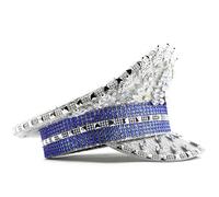 Bride Hat Shimmering Rhinestones Captain Hat Sequins Sailors For Music Festivals Sparkly Crystal Caps Silver Sequins Fashion