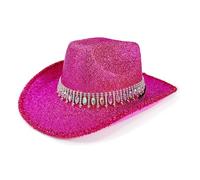 Bride Hat Shimmering Rhinestones Cowgirl Hats Glittering Crystal Panama Hat For Music Festivals Sparkly Party Outfit Stylish Western Headwear