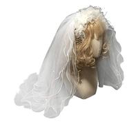 Bride Multi Layers Wedding Veil Headband Fairy Artificial Faux Pearl Beading Jewelry Hair Hoop Women Elegant Tulle Hair Accessories