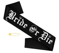 Bride or Die Sash, Black Till Death Do Us Party Sash, Funny Bachelorette Sash Sash for Bridal Shower Bachelorette Party Hen Party Halloween Wedding Engagement Party Decorations (Black, White)
